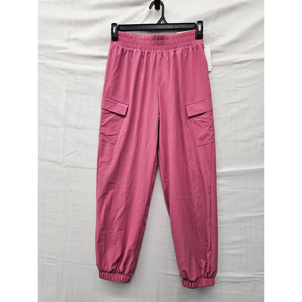 All in Motion Girls Jogger Pants Pink Polyester Blend Relaxed Size XL 14